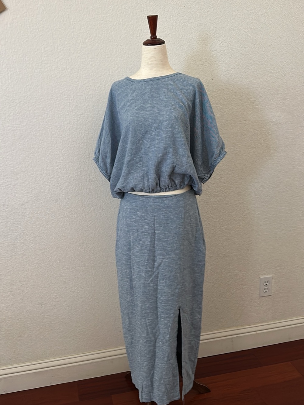 LOFT Soft Blue Maxi Skirt with Side Slit